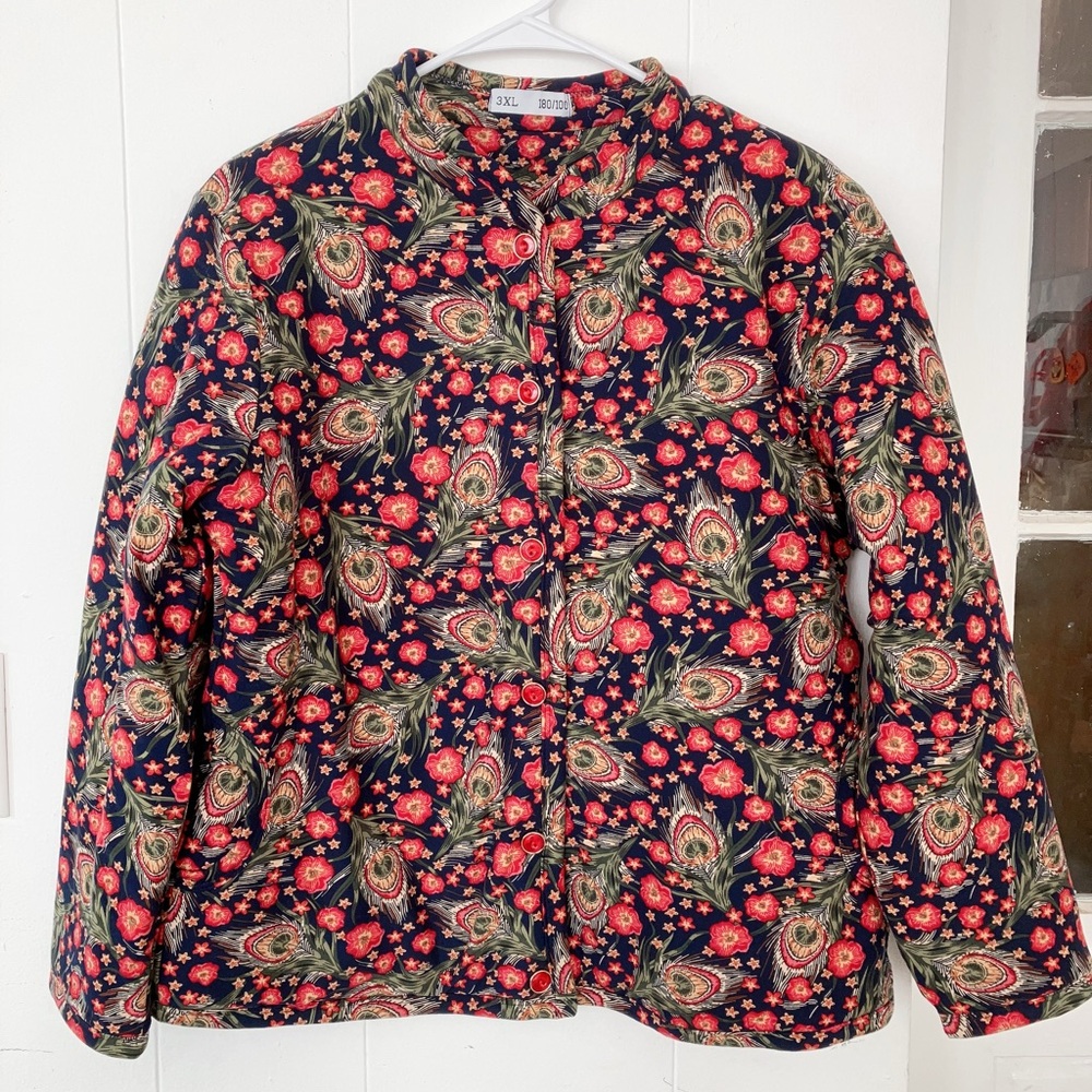 Floral winter Women's Jacket with camel hair inside